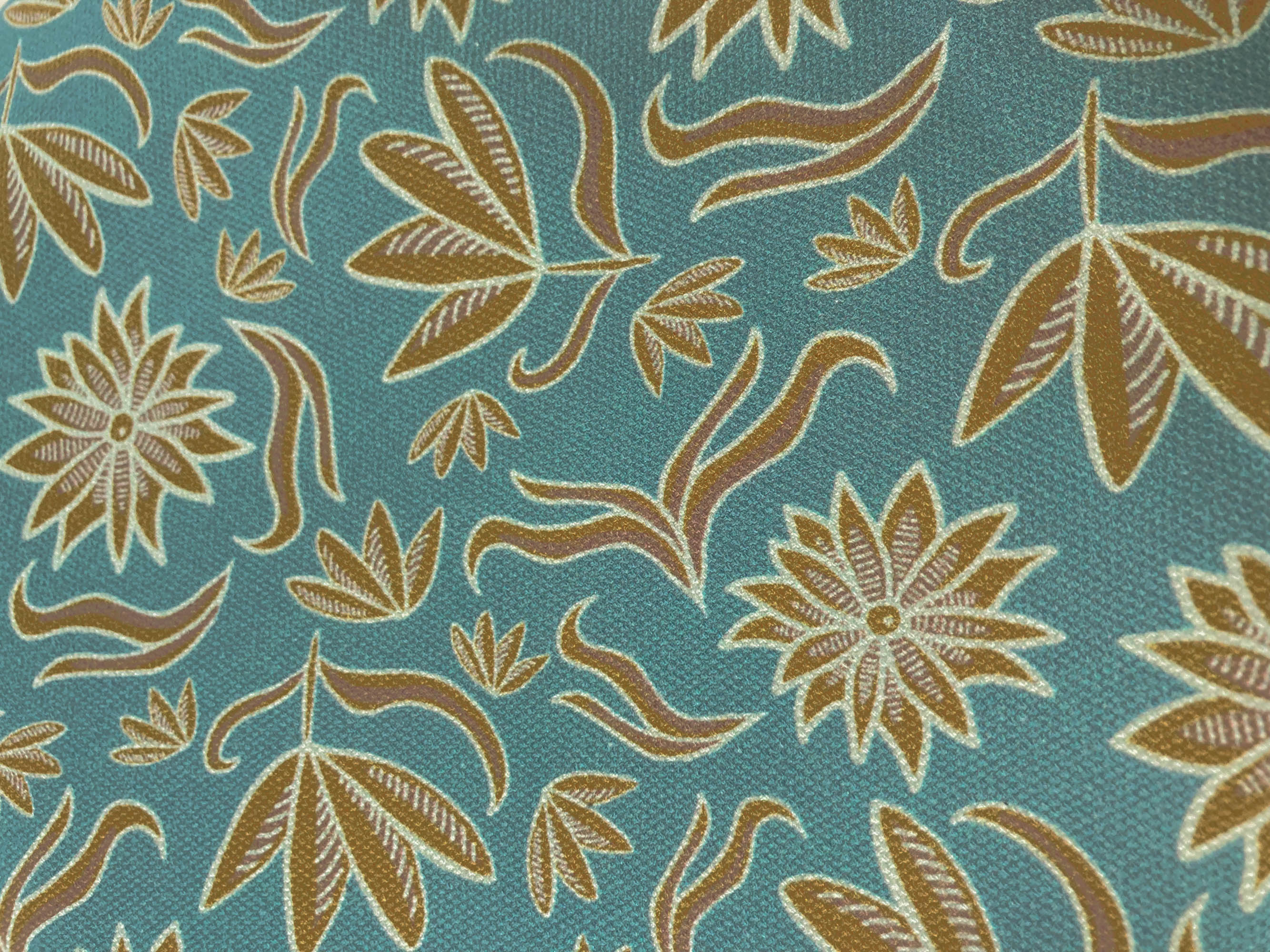 Canvas Retro Flowers by Emjo Design, ocker-mint