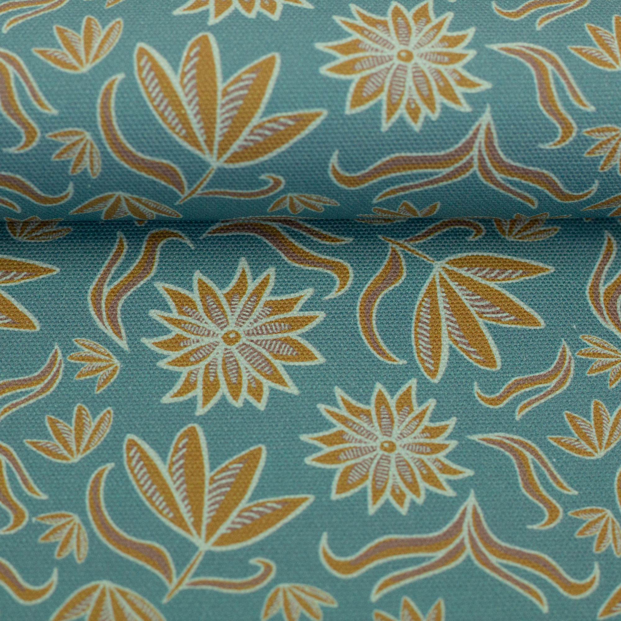 Canvas Retro Flowers by Emjo Design, ocker-mint