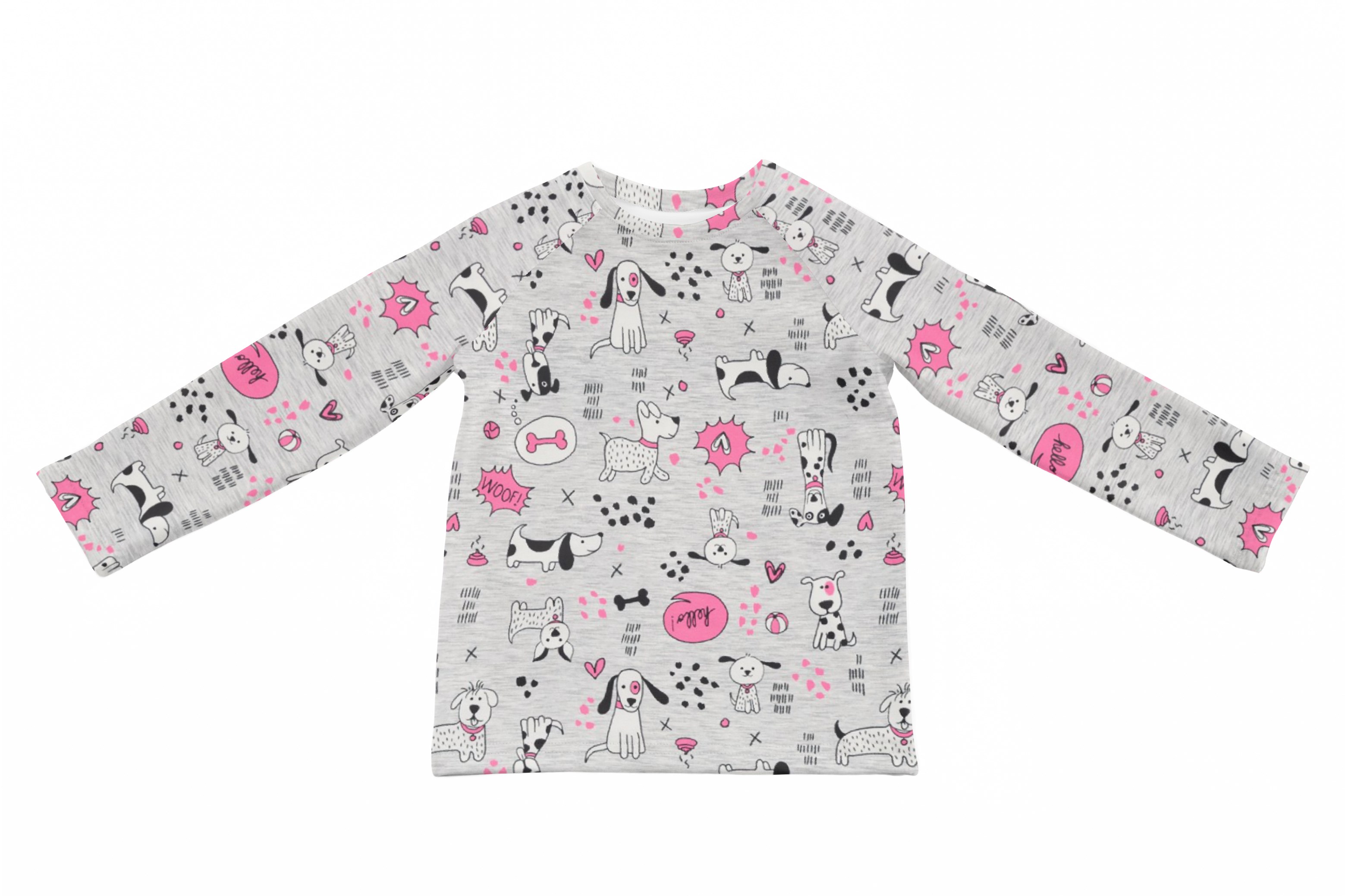 Jersey Funny Dogs - grau pink