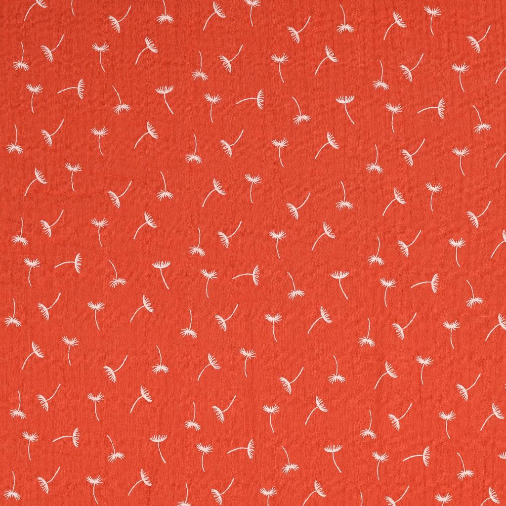 Musselin in orange mit Pusteblumen Musselin in orange mit Pusteblumen