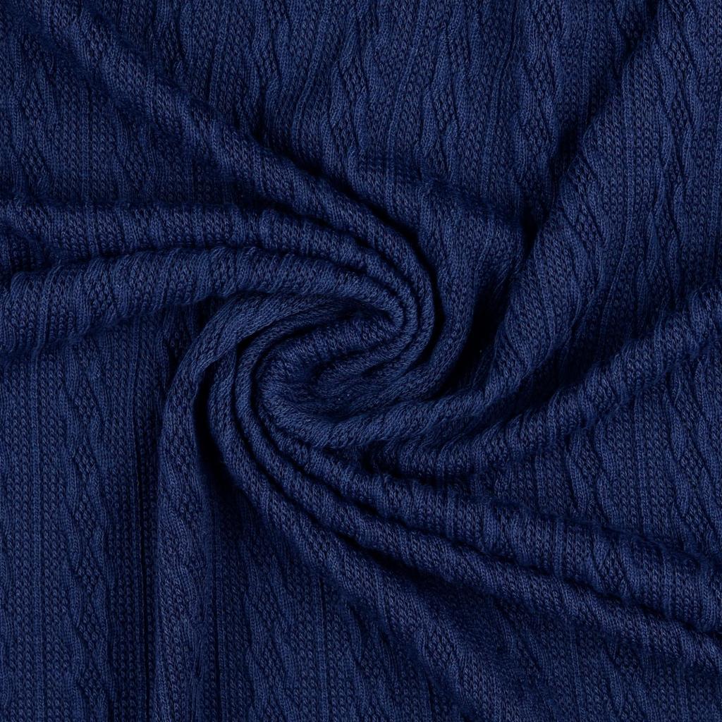 Strickstoff Zopfmuster in blau
