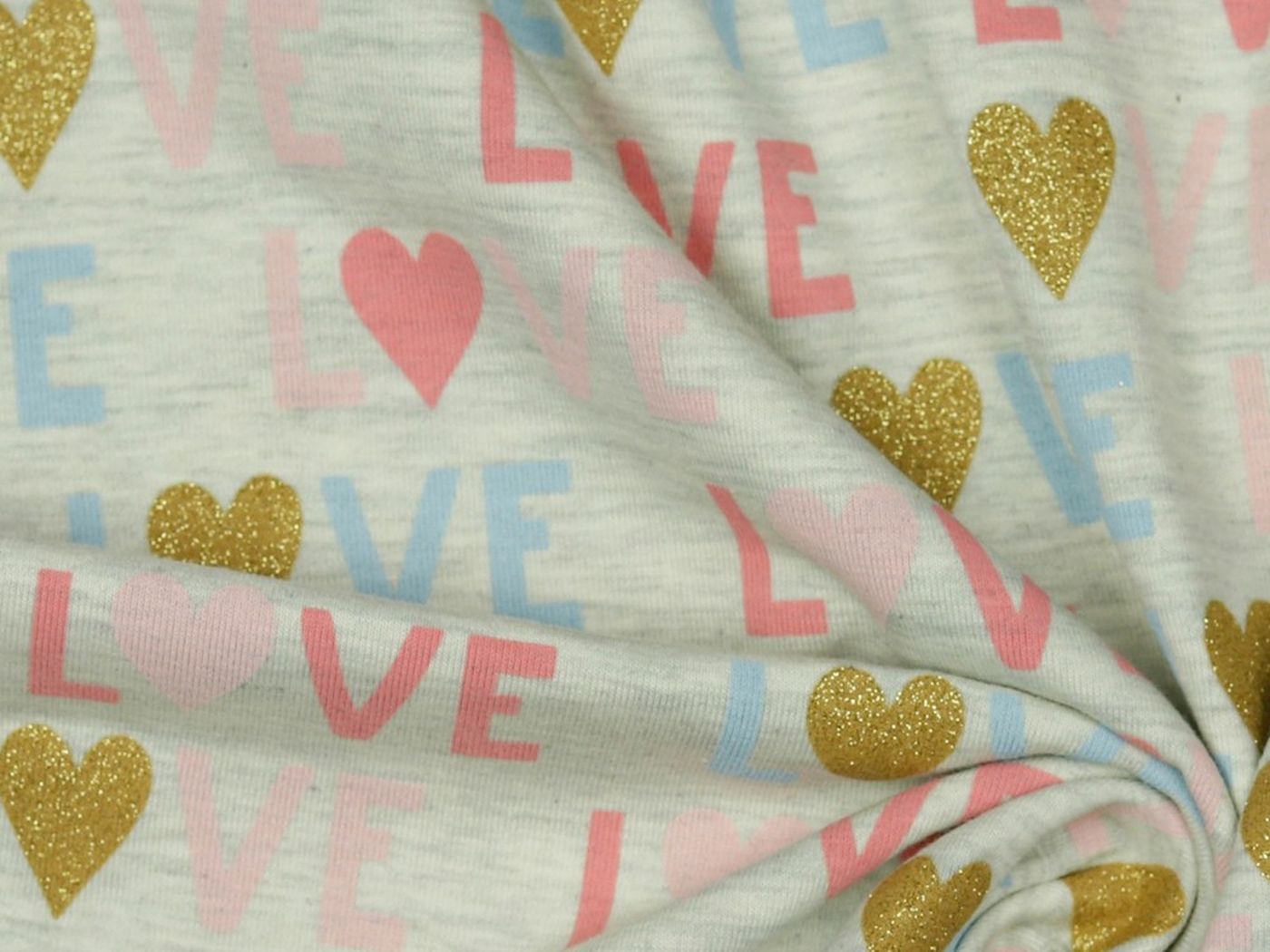 Jersey LOVE Glitzer natur