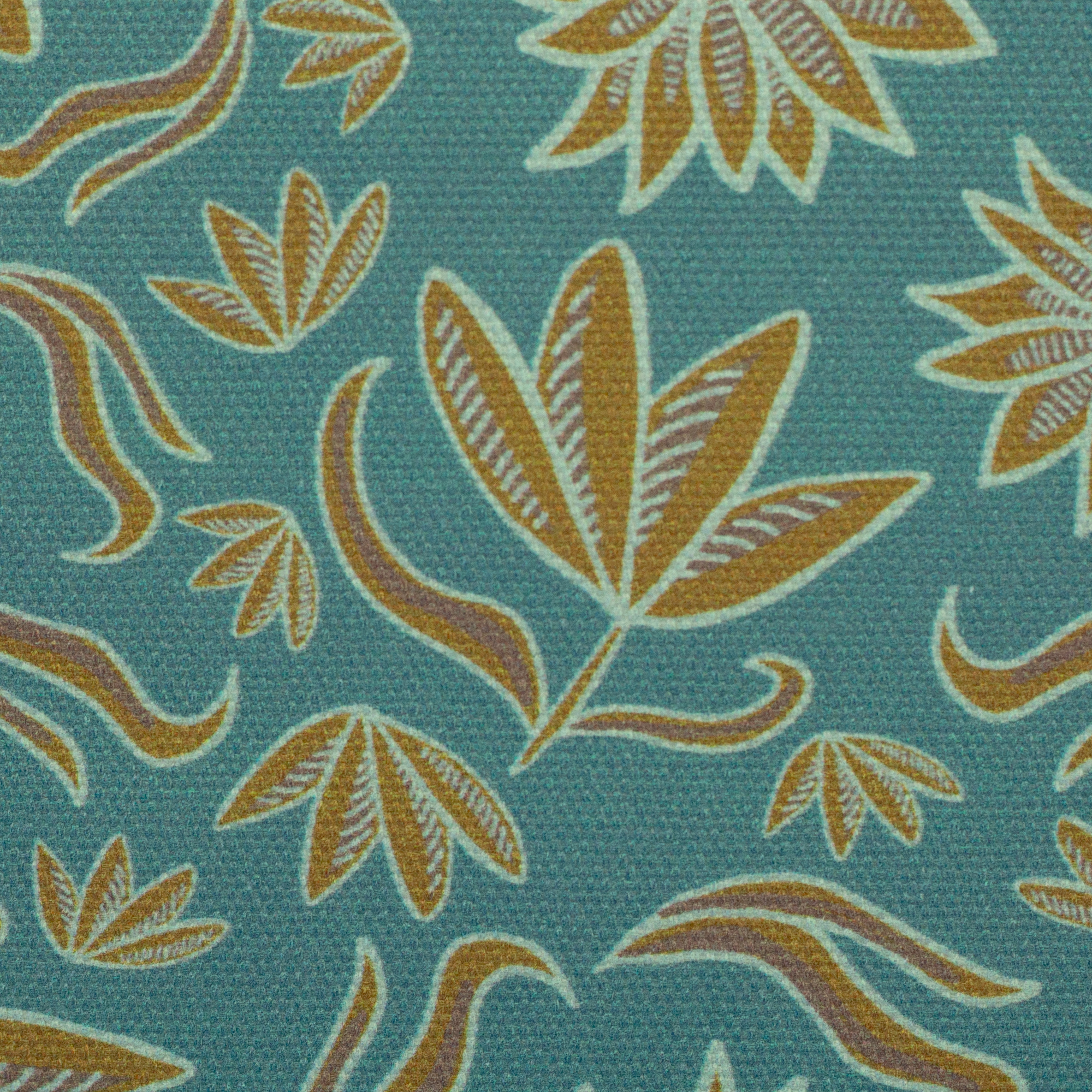 Canvas Retro Flowers by Emjo Design, ocker-mint