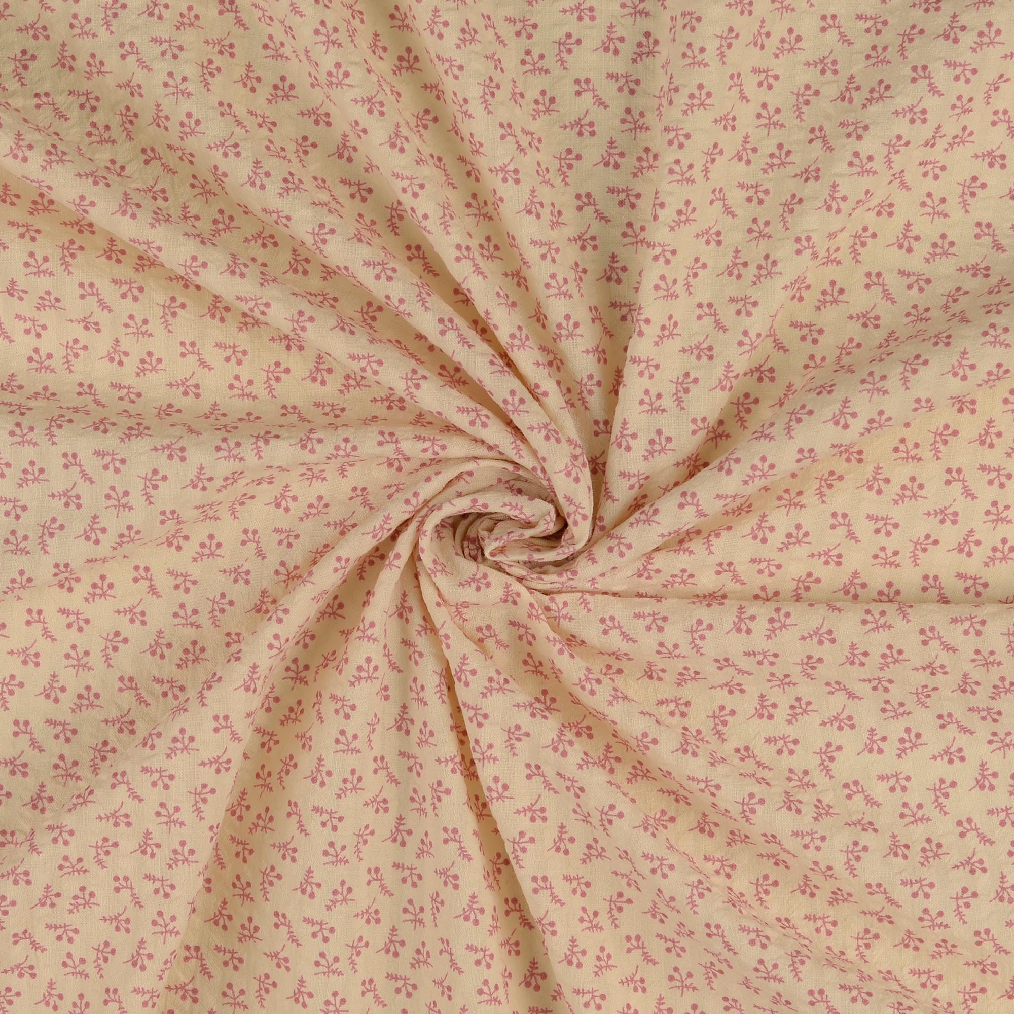 Baumwollstoff Vintage Seersucker rosa geblümt 