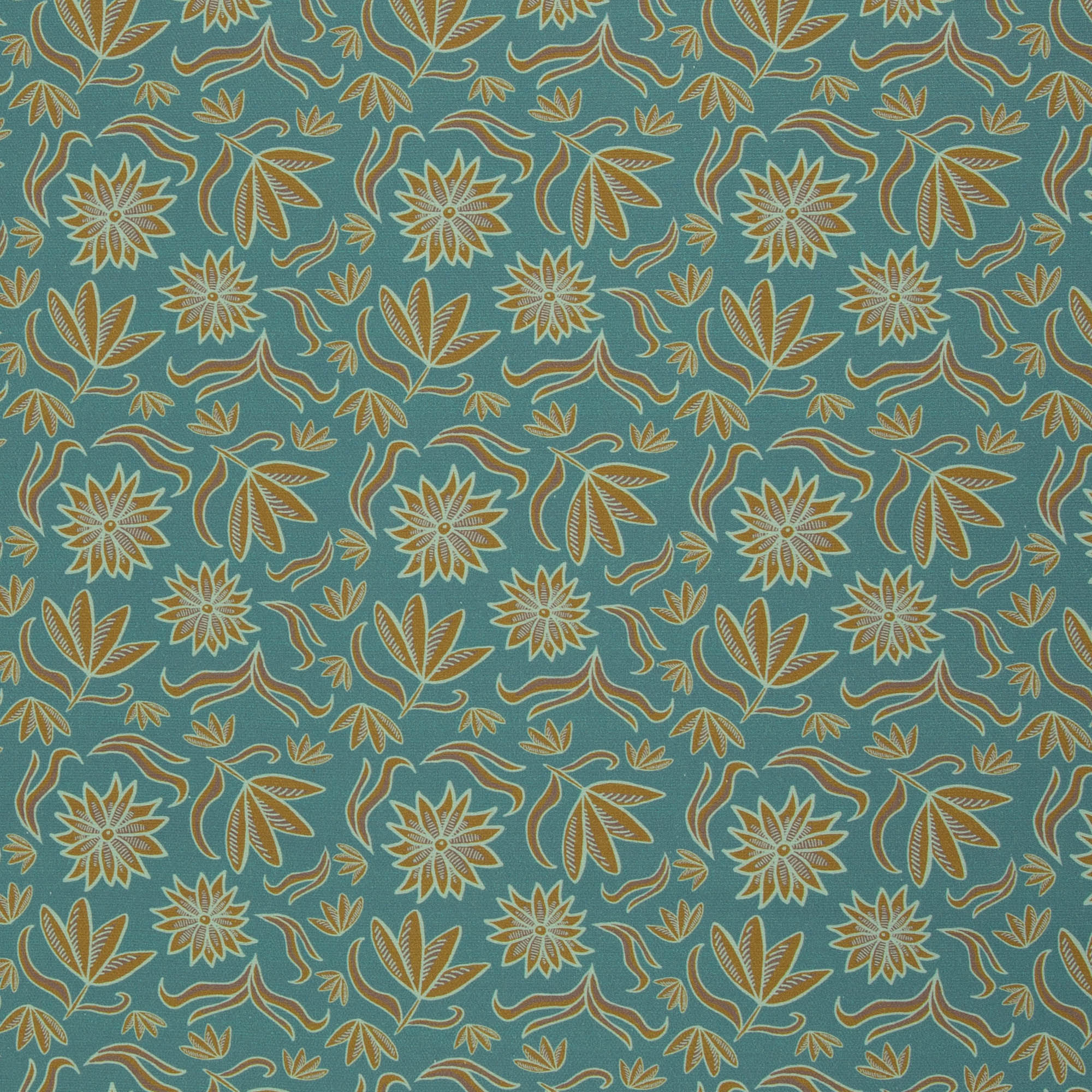 Canvas Retro Flowers by Emjo Design, ocker-mint