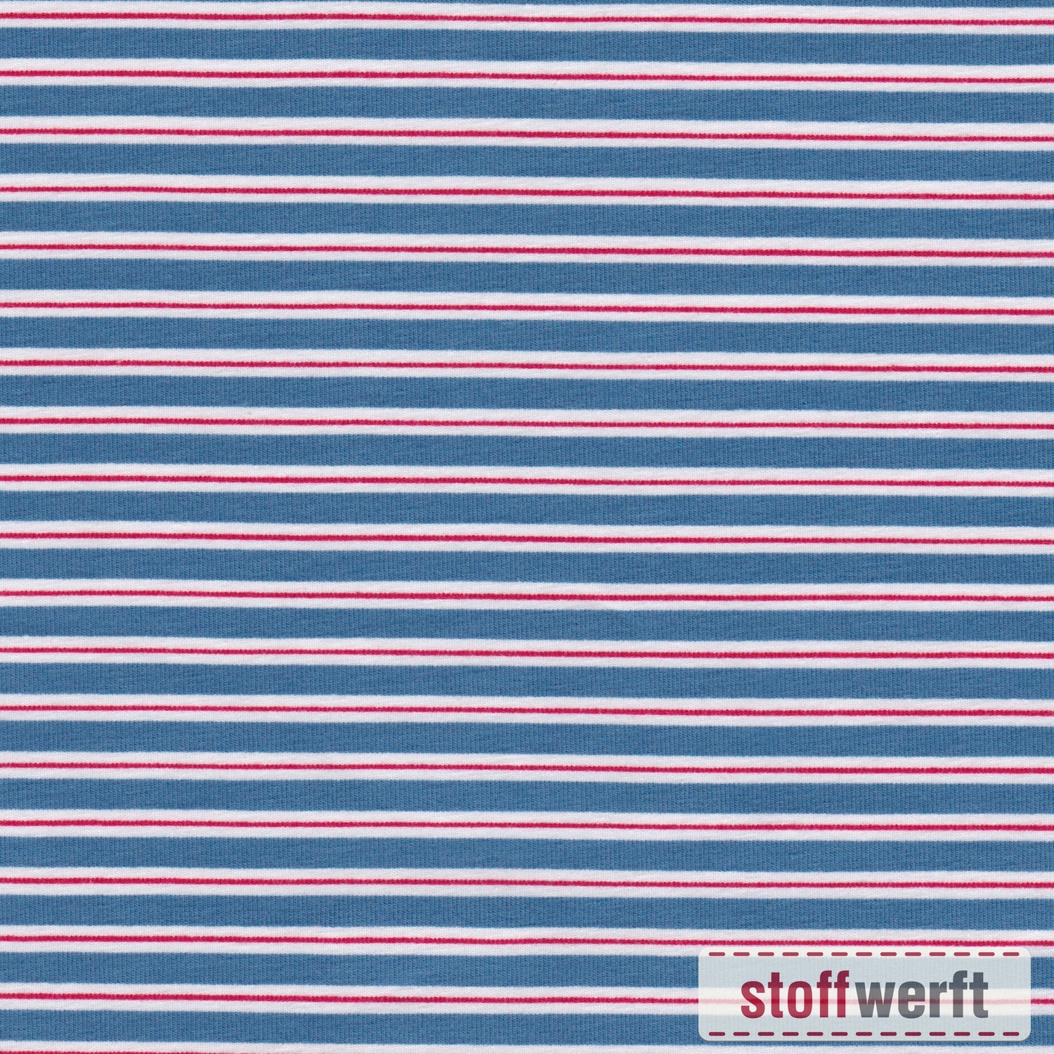 Baumwolljersey Streifen in blau, rot