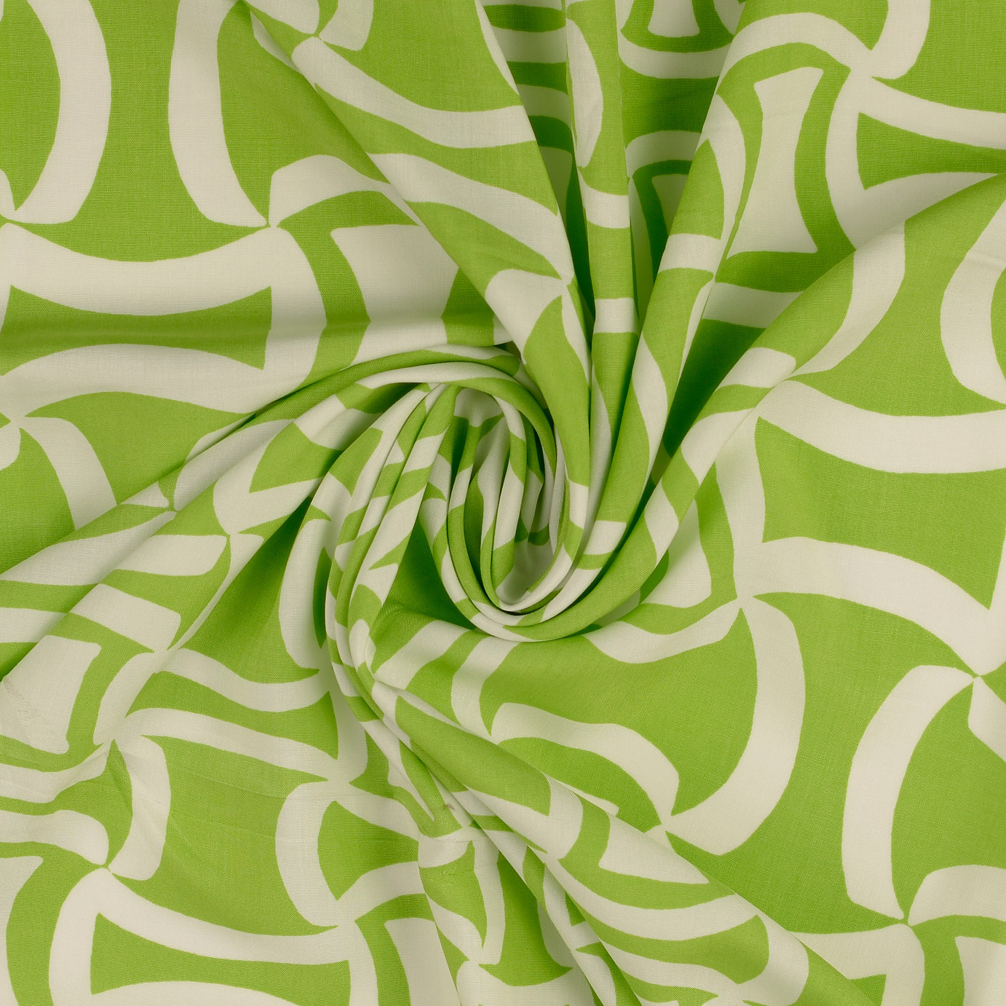 Viskose Stoff in grün mit grafischen Muster