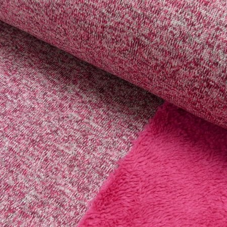 Strickstoff in pink meliert mit Fellabseite 