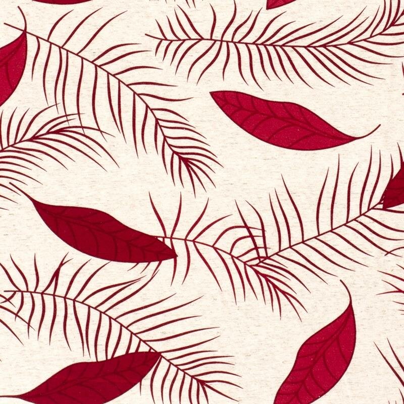 Viskose-Leinen Jersey  Blätter rot