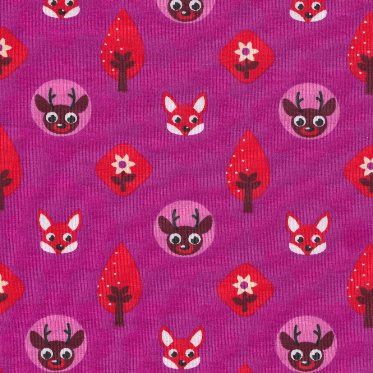 Baumwolljersey Tiere  des Waldes by lots in pink