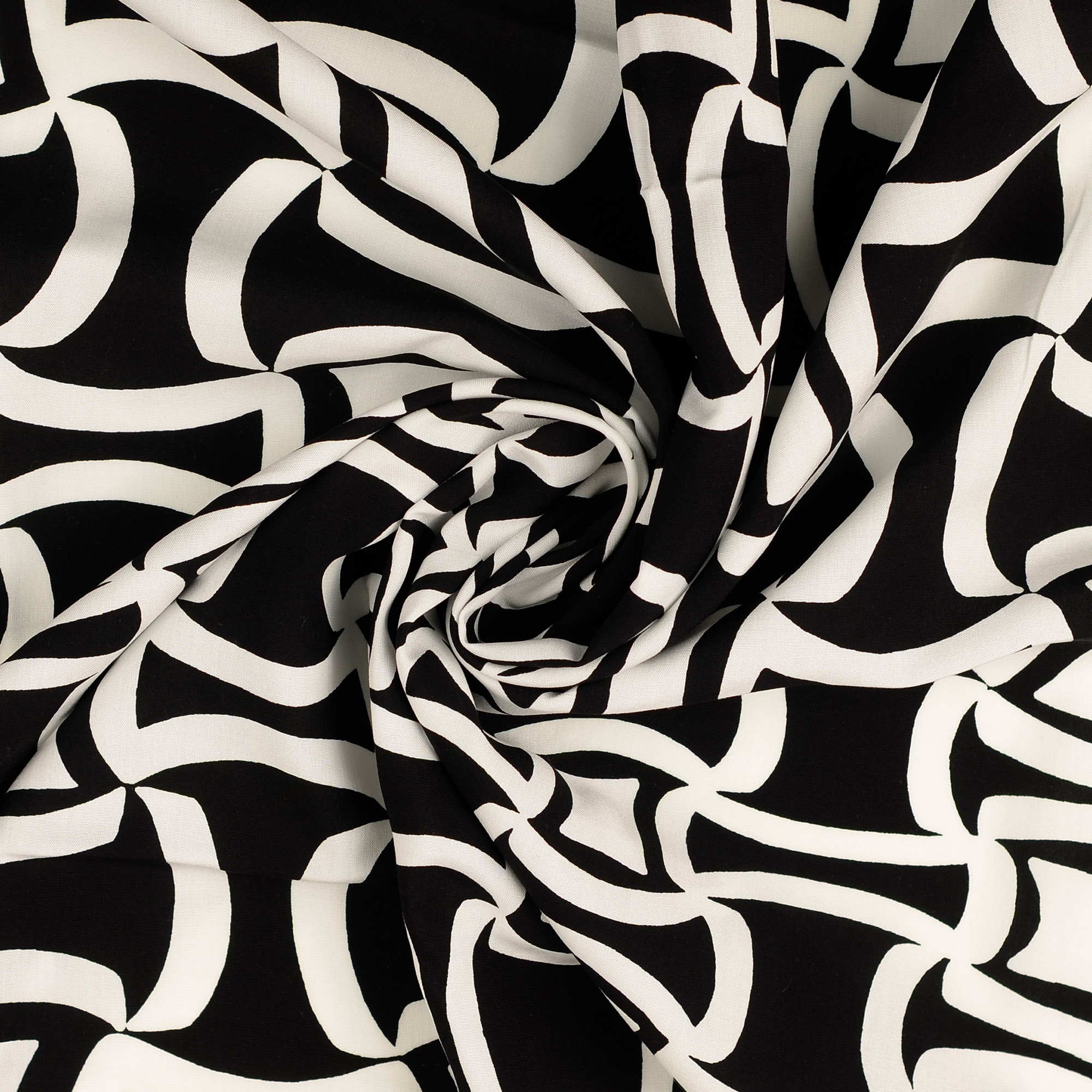 Viskose Stoff in schwarz-weiss mit grafischen Muster