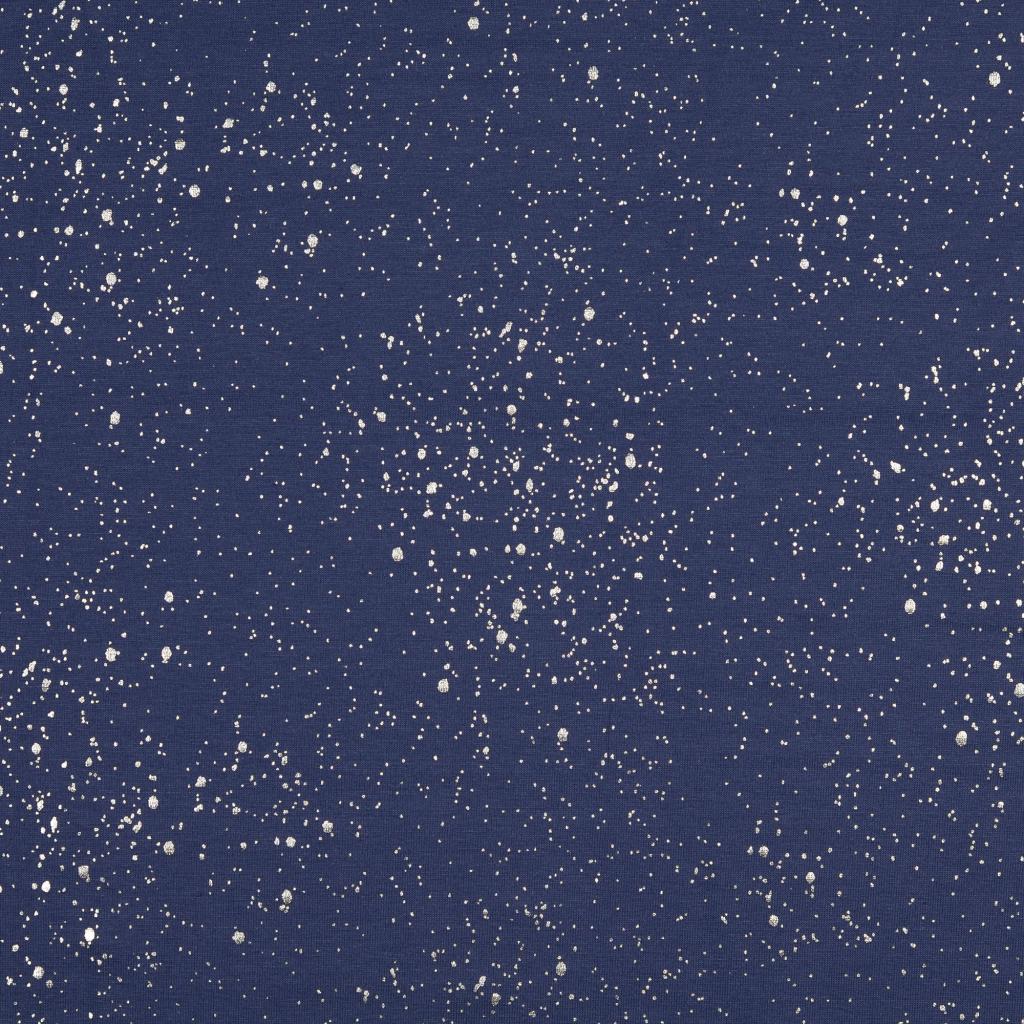 Blauer Baumwolljersey mit silbernen Sprenkeln 