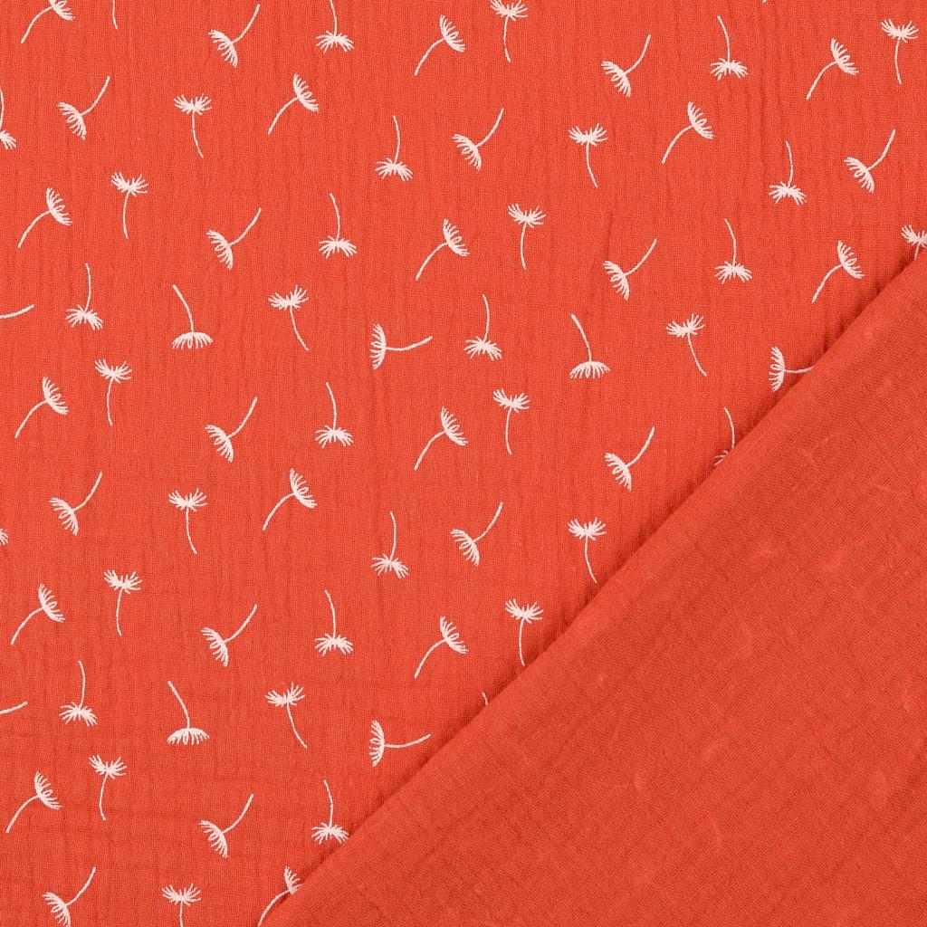 Musselin in orange mit Pusteblumen Musselin in orange mit Pusteblumen