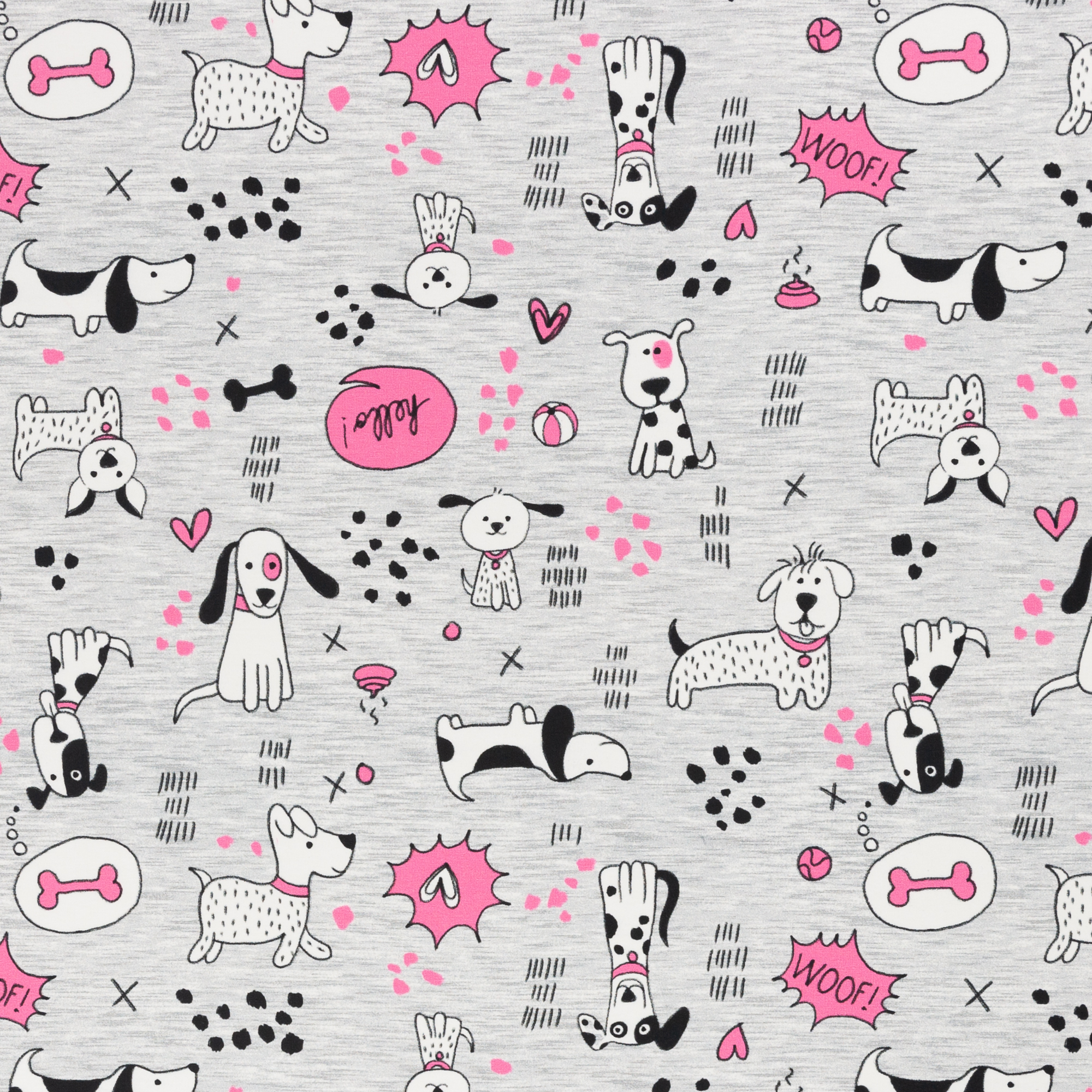 Jersey Funny Dogs - grau pink