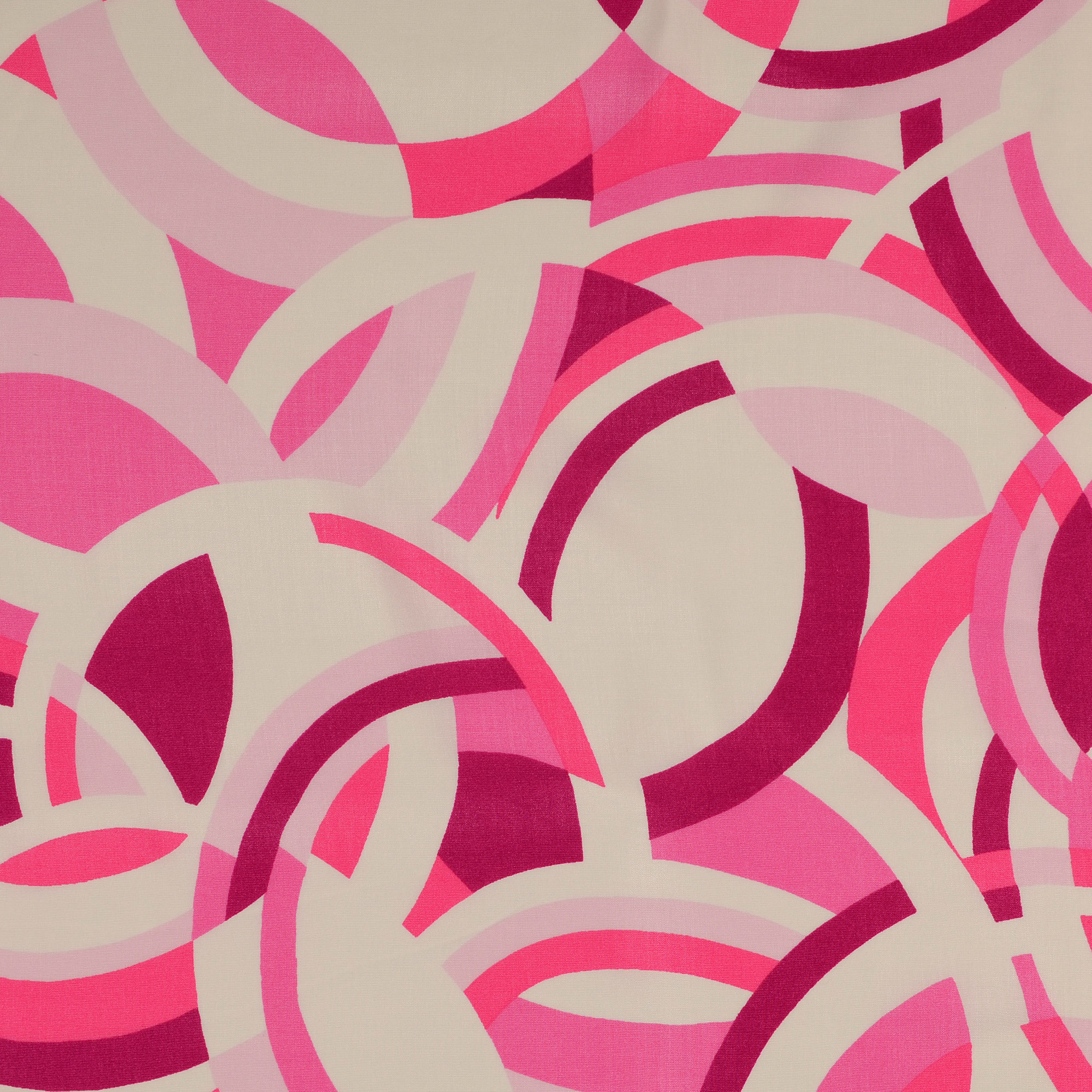Viskose Stoff in pink mit grafischen Kreisen