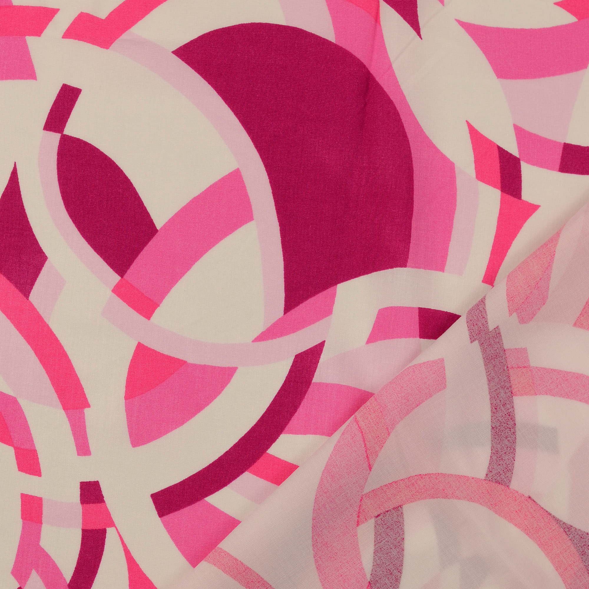 Viskose Stoff in pink mit grafischen Kreisen