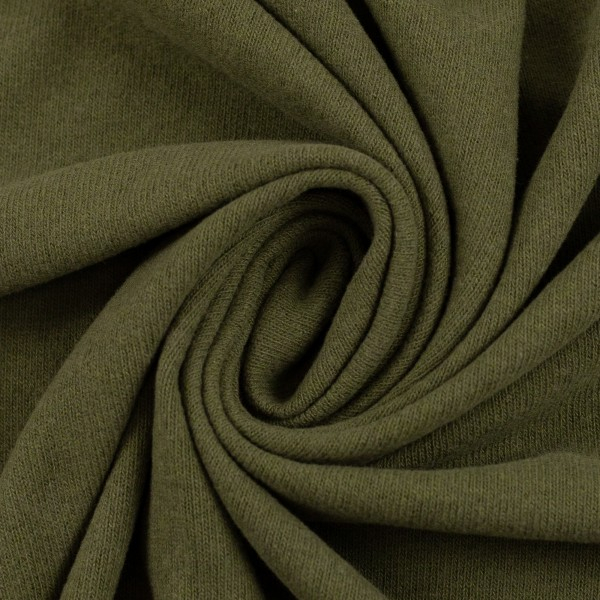 Strickstoff Bene khaki, drapiert Strickstoff Bene khaki, angerauht, Made in Italy