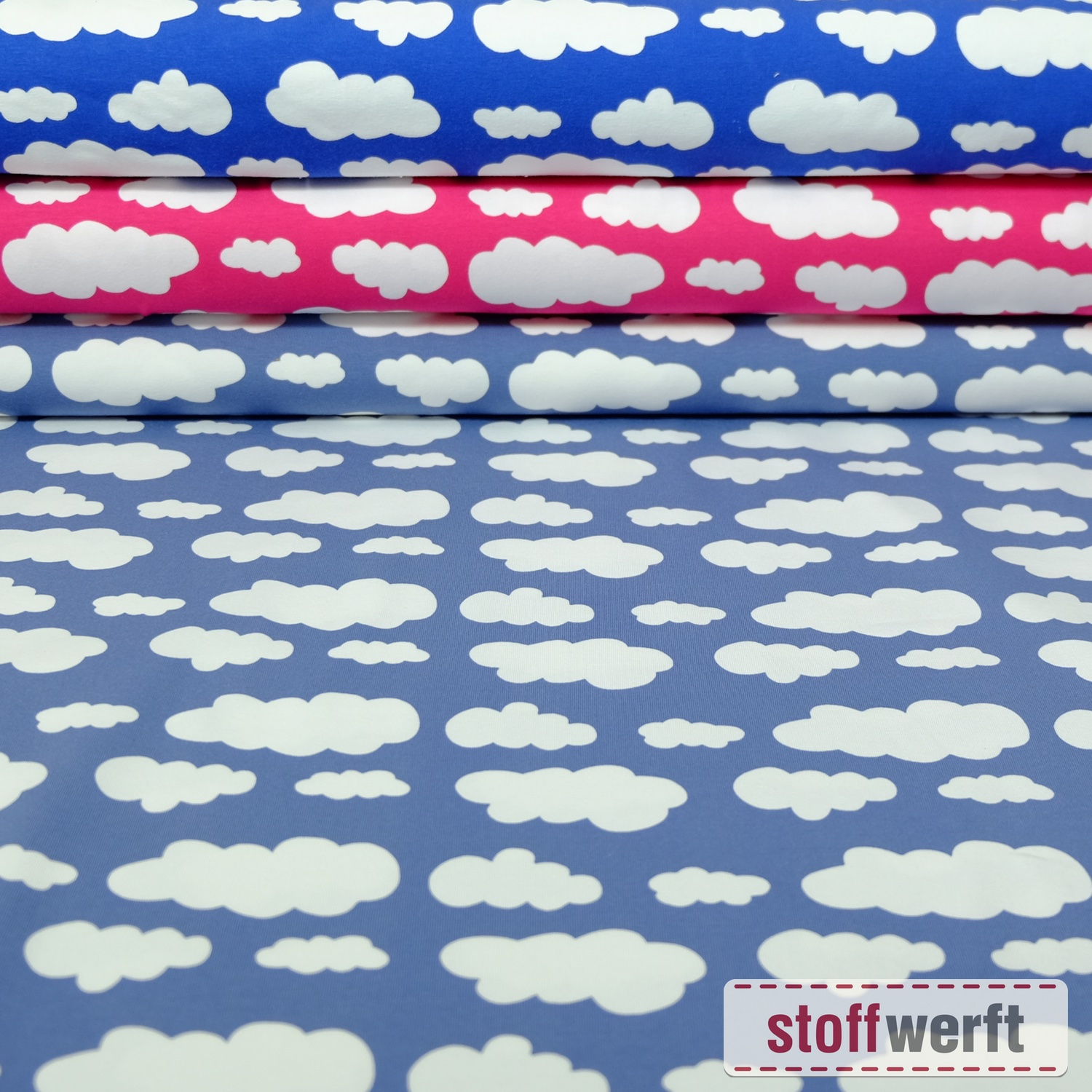 Jersey Verena mit Wolken, royalblau